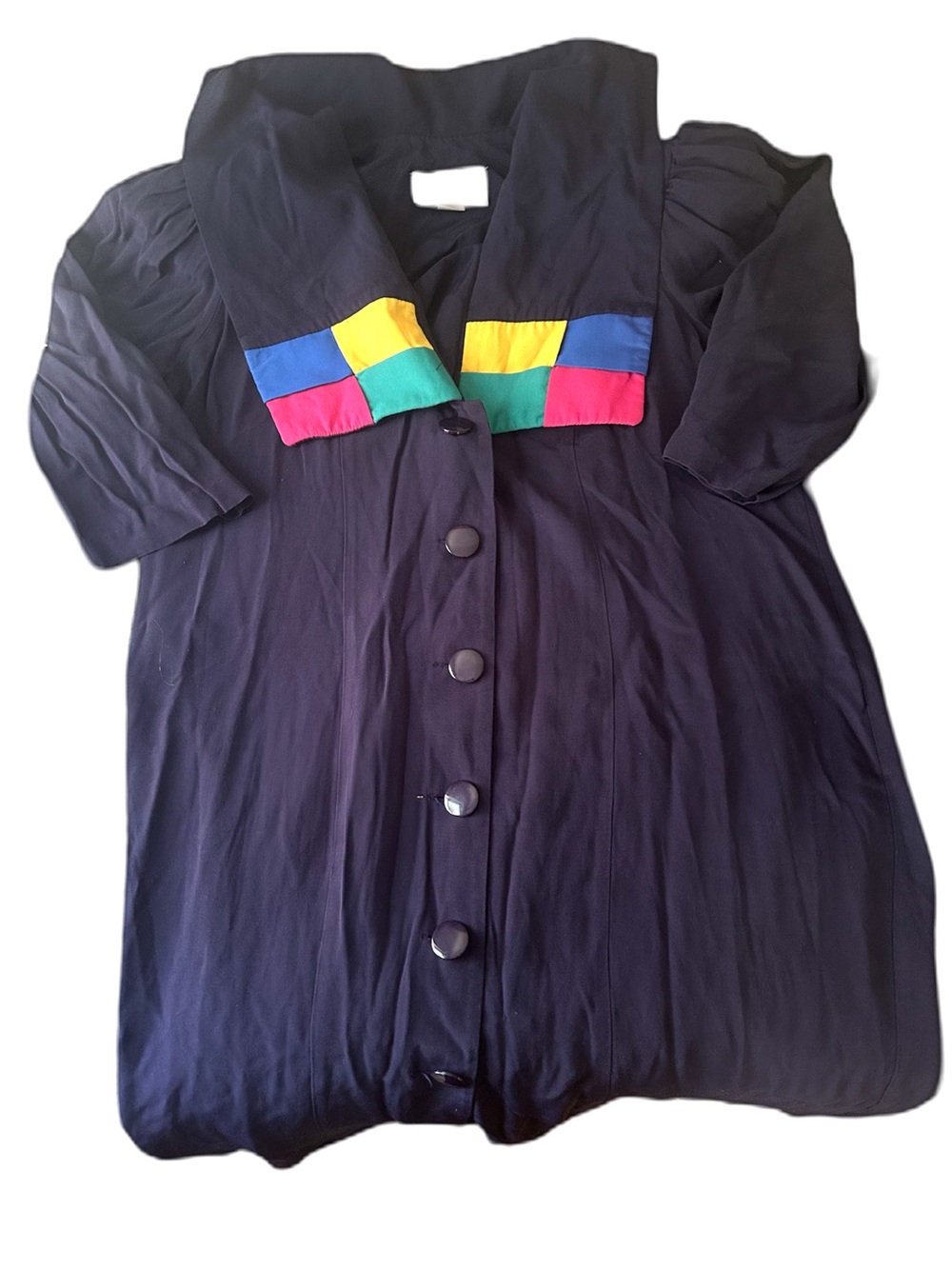 authentic vintage 1980s S.L. Fashions colorblock sailor collar wiggle dress